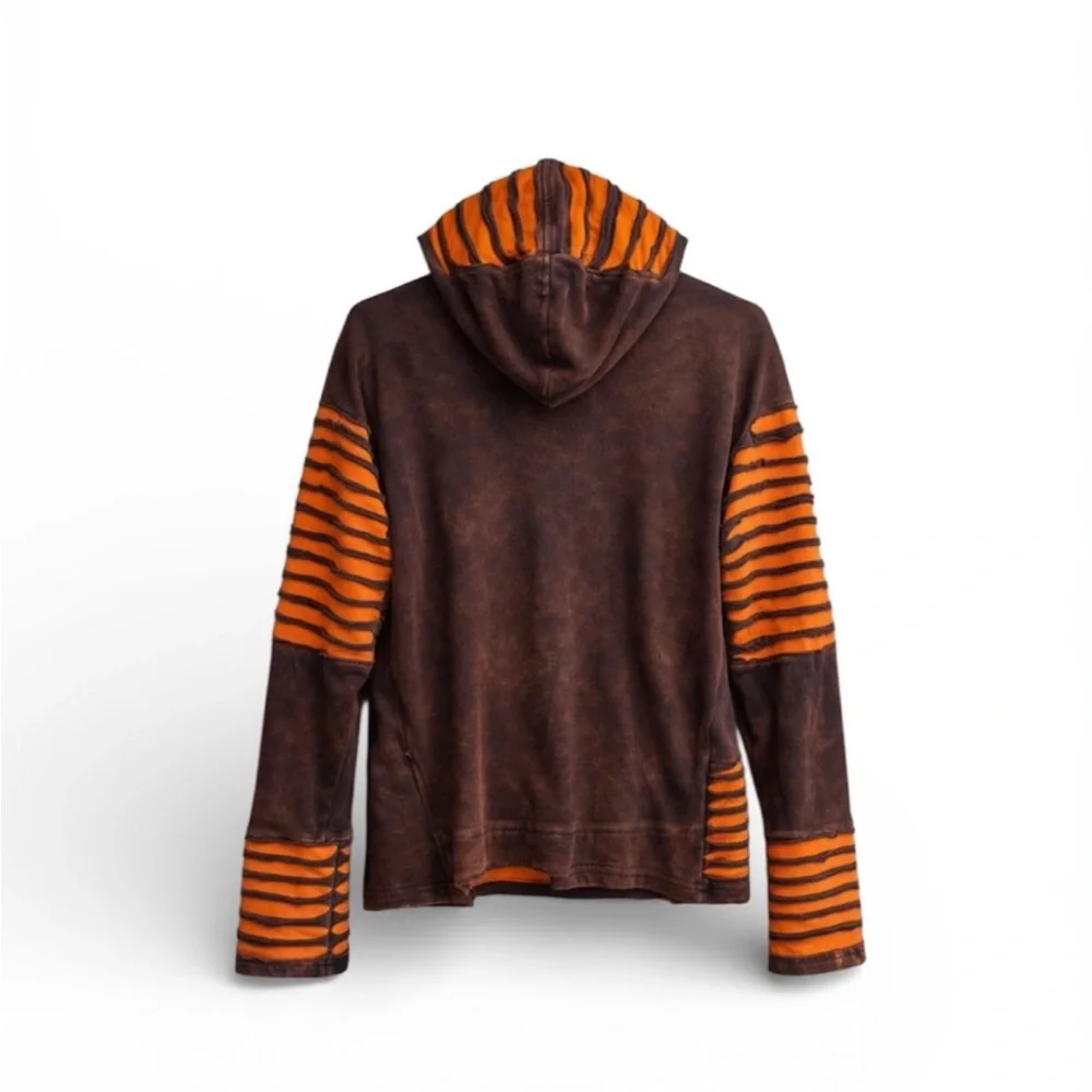 India Boutique Razor Cut Festival Trance Hippie Hooded Zip Up Sweater - Picture 2 of 4